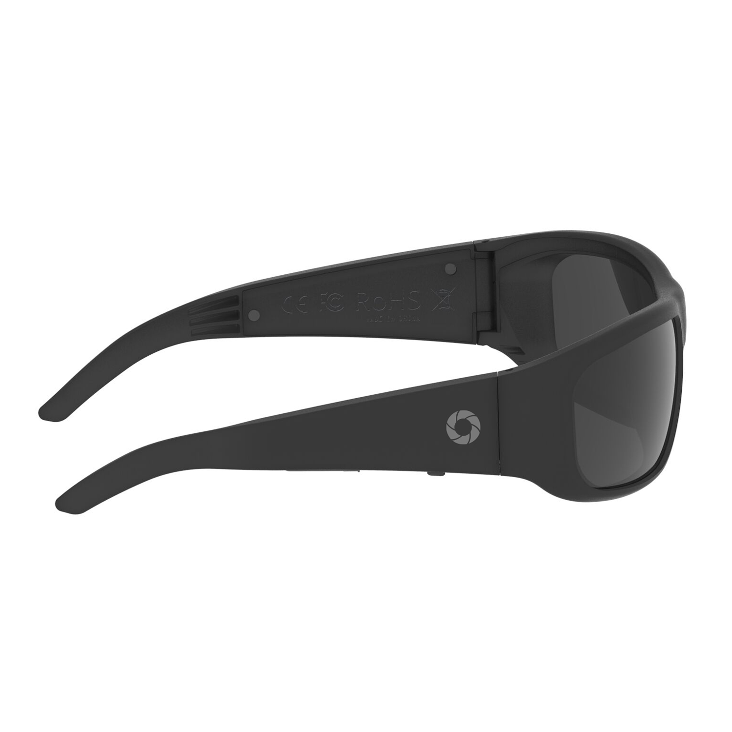 iVUE Glide camera glasses side view showing IP22 water-resistant construction