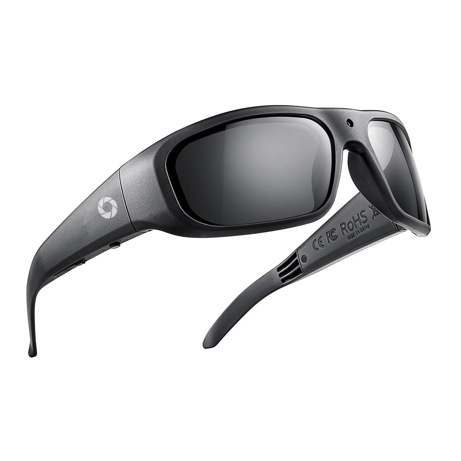 iVUE Glide camera glasses alternate side view, ultra-slim frame profile