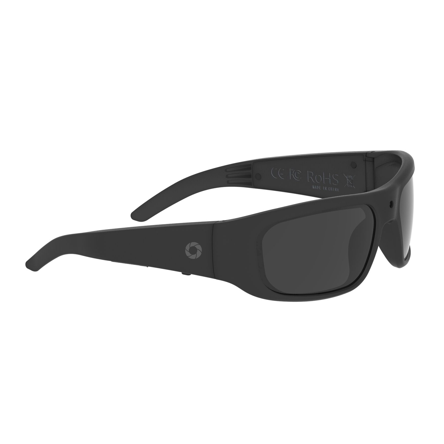iVUE Glide camera glasses rear view showing recording button placement