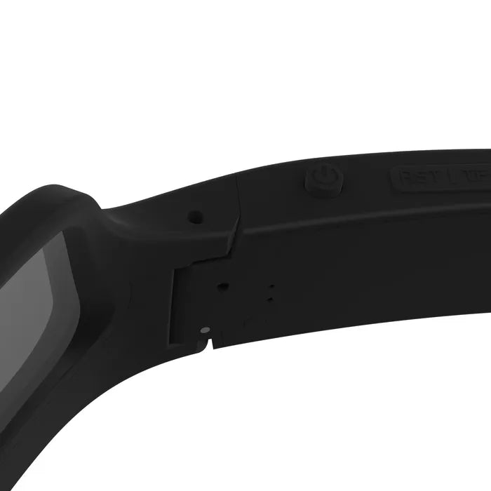 Underside of the Denali left arm: the power button near the hinge and the indicator light