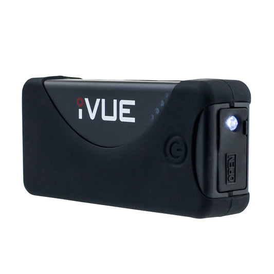 iVUE Camera Powerbank 5200mAh portable charger, side view with built-in LED flashlight